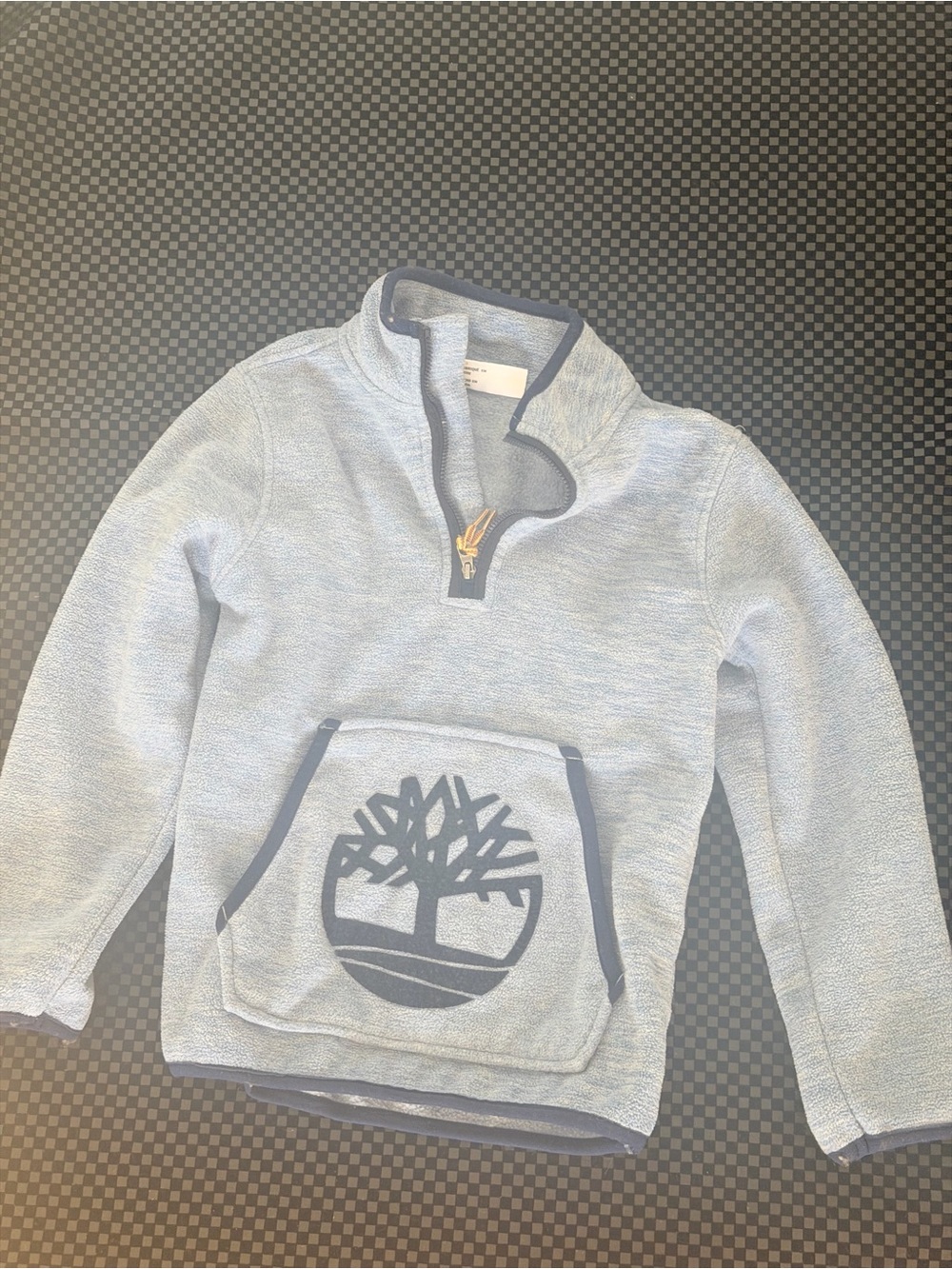 Timberland Sky Blue Quarter-Zip Pullover with Tree Emblem size 5